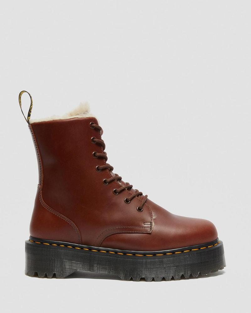 Brown Men's Dr Martens Jadon Faux Fur Lined Platform Boots | CA 553YXF